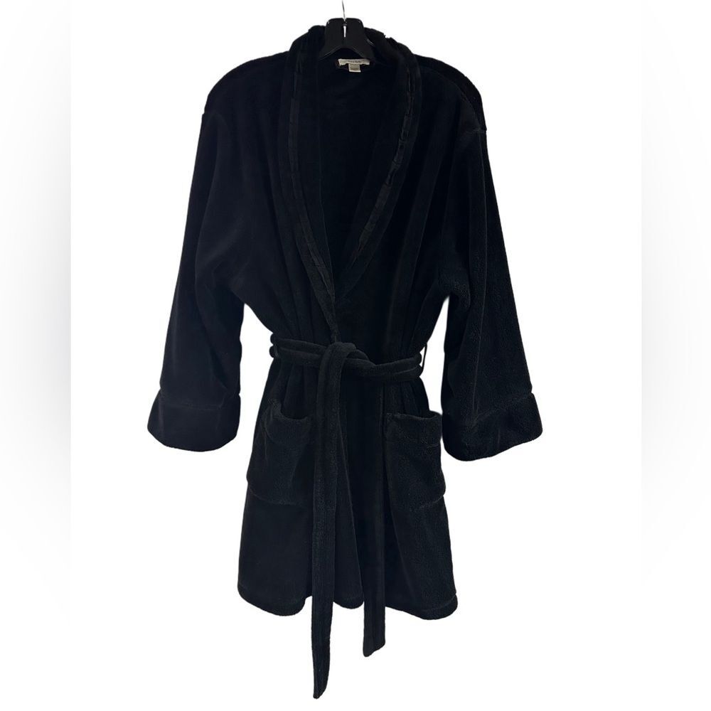 Vera Wang Black Plush Short Robe Size L/XL